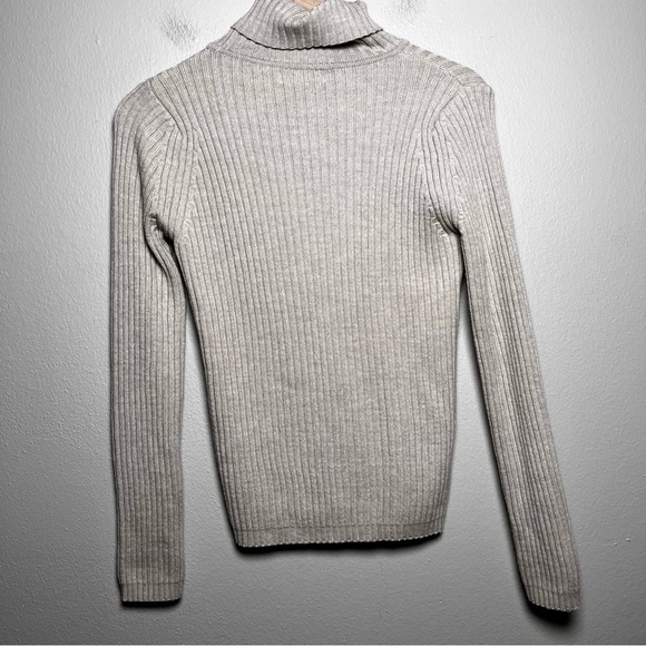 LL Bean Women 100% Wool Sweater Small Tan Rib Turtleneck Academia Preppy Cabin - Picture 6 of 7